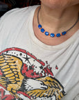 Sterling Silver & Spiny Oyster Choker with Lapis – Summer Necklace