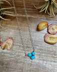 3-Stone Small Cluster Necklace – Kingman Turquoise – 17.5"