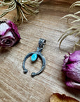 Naja Pendant with Golden Hill Turquoise – Option 2 – Sterling Silver – Native Made by KB – Fits 8mm