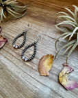 Smaller Sterling saucer Silver Pearls earrings teardrop - With Pink Conch