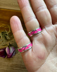 Pink Opal Inlay Band Ring – Sterling Silver – Sizes 6.5 & 7.5