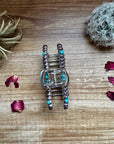 Pearl and turquoise magnesite bead bow hair clips