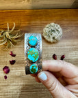 Cuff - Sterling silver Cuff Bracelet with 3 stone Sonoran gold turquoise