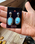Golden Hill Turquoise Dangle Earrings – Sterling Silver, Post Style, USA Made