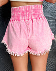Pink Frayed Denim Skort