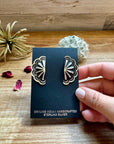 Big Half Cluster Sterling silver stud earrings