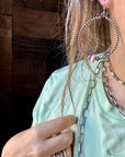 Smaller Sterling Silver Pearls Hoops with Pink Conch
