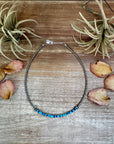 Lapis & Turquoise Heishi Choker – 14" Sterling Silver Beads