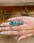 The Kachina Ring – Size 8 – Sterling Silver – Kingman Turquoise – Navajo Handmade
