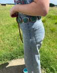 Turquoise Concho Belt – Sterling Silver – Native Made DM – One of a Kind