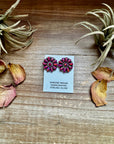 Cluster Earrings – Dark Pink Opal & Sterling Silver