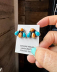 Stud Earrings – Orange Spiny & Turquoise (Stamped Marcella James)