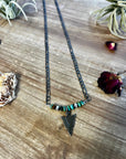 Men black chain with arrow and real turquoise