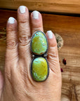 2 Stone - adjustable kingman turquoise ring and sterling silver