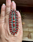 Navajo Coral Adjustable Ring – Sterling Silver by Donovan Wilson