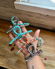 Turquoise and faux pearls Hair Clips