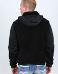 Mens Fur Lined Sherpa Hooded Jacket - Black