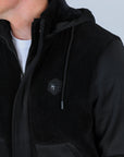 Mens Fur Lined Sherpa Hooded Jacket - Black