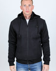 Mens Fur Lined Quilted Hooded Jacket - Black