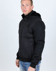 Mens Fur Lined Quilted Hooded Jacket - Black