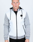 Mens Fur Lined Quilted Hooded Jacket - White