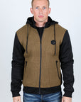 Mens Fur Lined Quilted Hooded Jacket - Camel