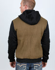 Mens Fur Lined Quilted Hooded Jacket - Camel