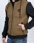Mens Fur Lined Quilted Hooded Jacket - Camel