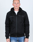 Mens Fur Lined Quilted Hooded Jacket - Black