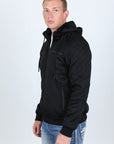 Mens Fur Lined Quilted Hooded Jacket - Black