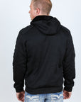 Mens Fur Lined Quilted Hooded Jacket - Black