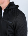 Mens Fur Lined Quilted Hooded Jacket - Black