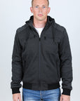 Mens Fur Lined Quilted Hooded Jacket - Charcoal