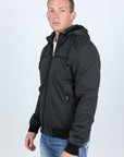 Mens Fur Lined Quilted Hooded Jacket - Charcoal