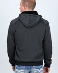 Mens Fur Lined Quilted Hooded Jacket - Charcoal
