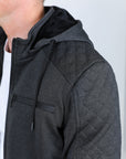 Mens Fur Lined Quilted Hooded Jacket - Charcoal