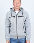 Mens Fur Lined Quilted Hooded Jacket - Light Gray