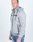 Mens Fur Lined Quilted Hooded Jacket - Light Gray