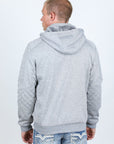 Mens Fur Lined Quilted Hooded Jacket - Light Gray