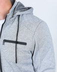Mens Fur Lined Quilted Hooded Jacket - Light Gray