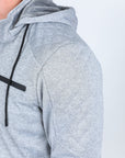 Mens Fur Lined Quilted Hooded Jacket - Light Gray