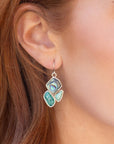 Blue Abalone Fire Sterling Silver Cluster Earrings