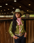 FIRST DATE & OLIVE SPARKLE PERFORMANCE RODEO SHIRT