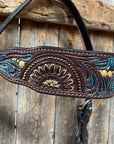 Dark Oil Floral Hand Painted Browband Headstall / Bridle