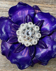 Purple Gardenia Leather Flowers - 1" Crystal Conchos - Options
