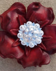 Red Gardenia Leather Flowers - 1" Crystal Conchos - Options