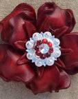 Red Gardenia Leather Flowers - 1" Crystal Conchos - Options