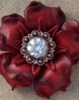 Red Gardenia Leather Flowers - 1" Crystal Conchos - Options