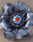 Silver Gardenia Leather Flowers - 1" Crystal Conchos - Options