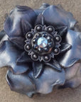 Silver Gardenia Leather Flowers - 1" Crystal Conchos - Options